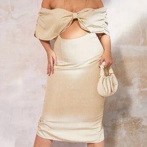 Sage Green Texture Woven Cut out Midi Dress